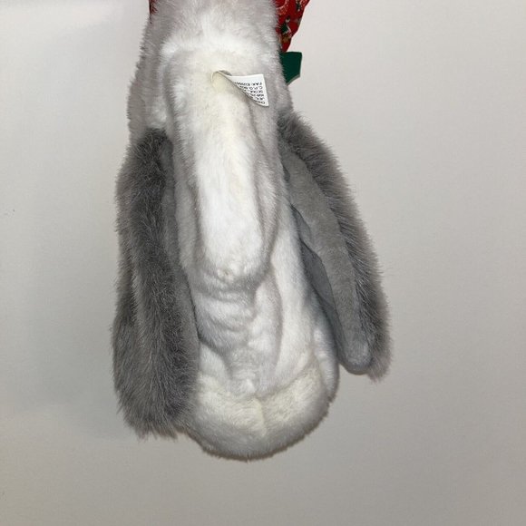 Chosun Christmas Stocking 3D Plush Stuffed Animal Dog Holly Bow Grey & White Dog - Picture 7 of 10